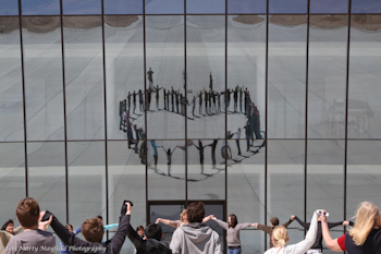 Students, at the suggestion of Brittany Fleming formed a heart that could be seen as a reflection in the windows of the space port building. Thank you Virgin Galactic!